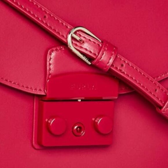NWT!NEW!Furla Metropolis S Top Handle Round Crossbody -Smooth Leather Red - Picture 14 of 16